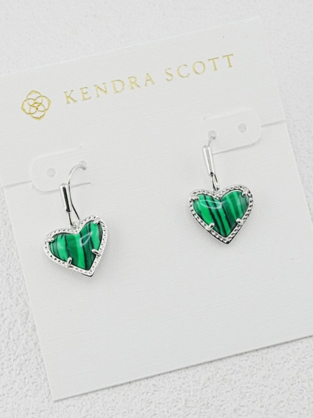 Kendra Scott Heart Malachite Earrings